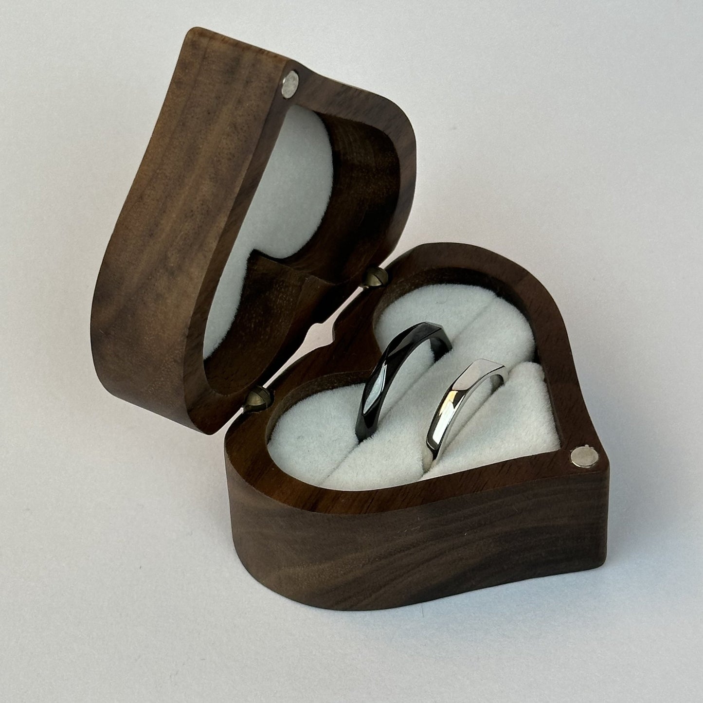 Geometric Domed Silver & Black Couple Rings - CouplesPicks