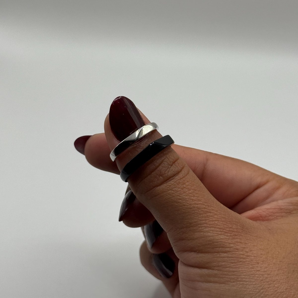 925 Sterling Silver Adjustable Ring Black Silver Domed Color - Changing Design | “Kaelorin - CouplesPicks