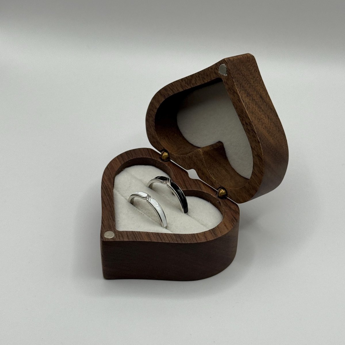 925 Sterling Silver Adjustable Ring Black & White Set Design | “Nyvayne - CouplesPicks