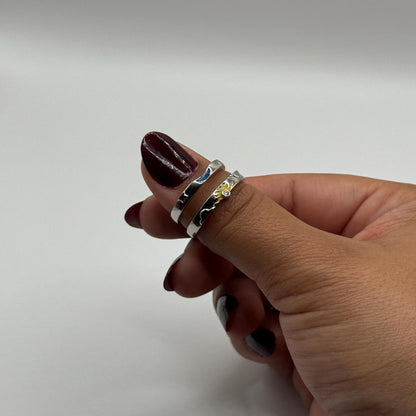 925 Sterling Silver Adjustable Ring Blue Sun & Yellow Moon Design | “Solara - CouplesPicks