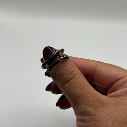 925 Sterling Silver Adjustable Ring Bone Structure Design | “Umbrae - CouplesPicks