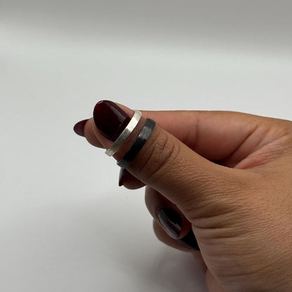925 Sterling Silver Adjustable Ring Color - Changing Black & Silver Design | “Cindral - CouplesPicks