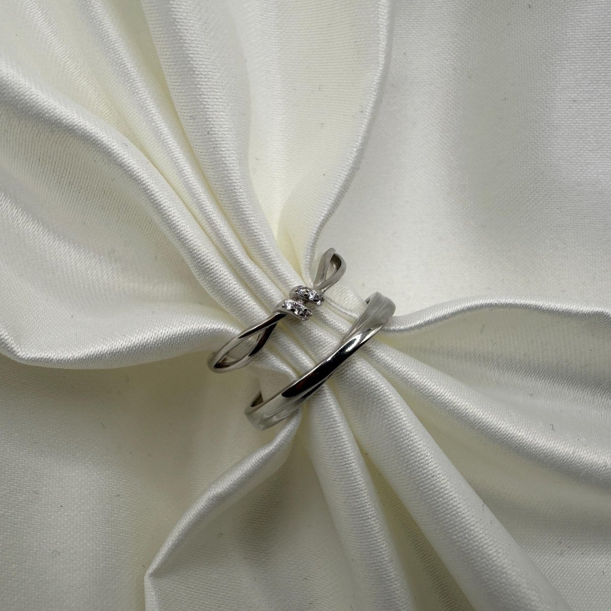 925 Sterling Silver Adjustable Ring Cute Knot Zirconia Design | “Lumira - CouplesPicks