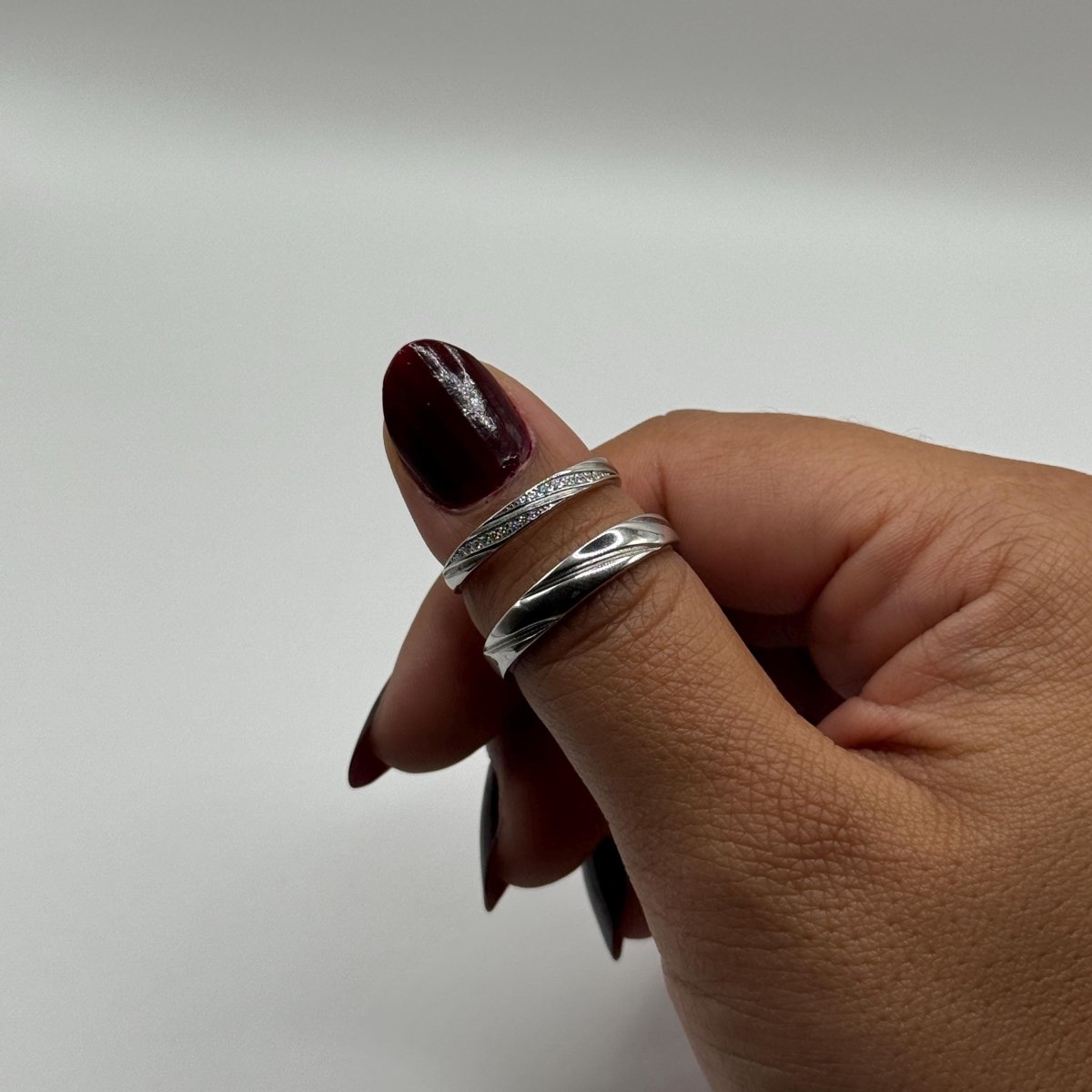 925 Sterling Silver Adjustable Ring – Double Diamond Path Zirconia Design | “Oravelle” - CouplesPicks