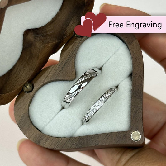925 Sterling Silver Adjustable Ring Double Diamond Path Zirconia Design | “Oravelle - CouplesPicks