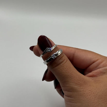 925 Sterling Silver Adjustable Ring Double Zirconia Design | “Valoryn - CouplesPicks