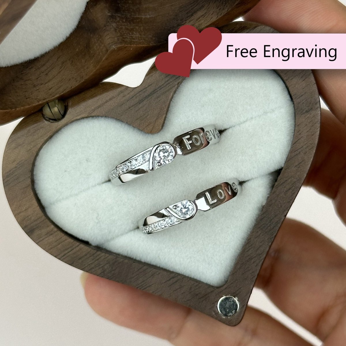 925 Sterling Silver Adjustable Ring – Forever Love Design | “Lunareth” - CouplesPicks