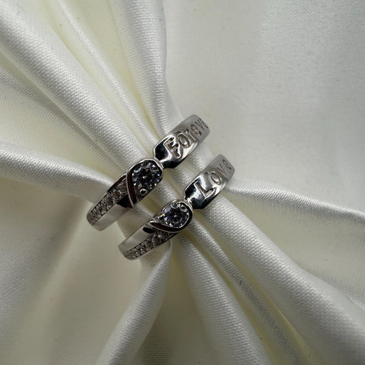925 Sterling Silver Adjustable Ring Forever Love Design | “Lunareth - CouplesPicks