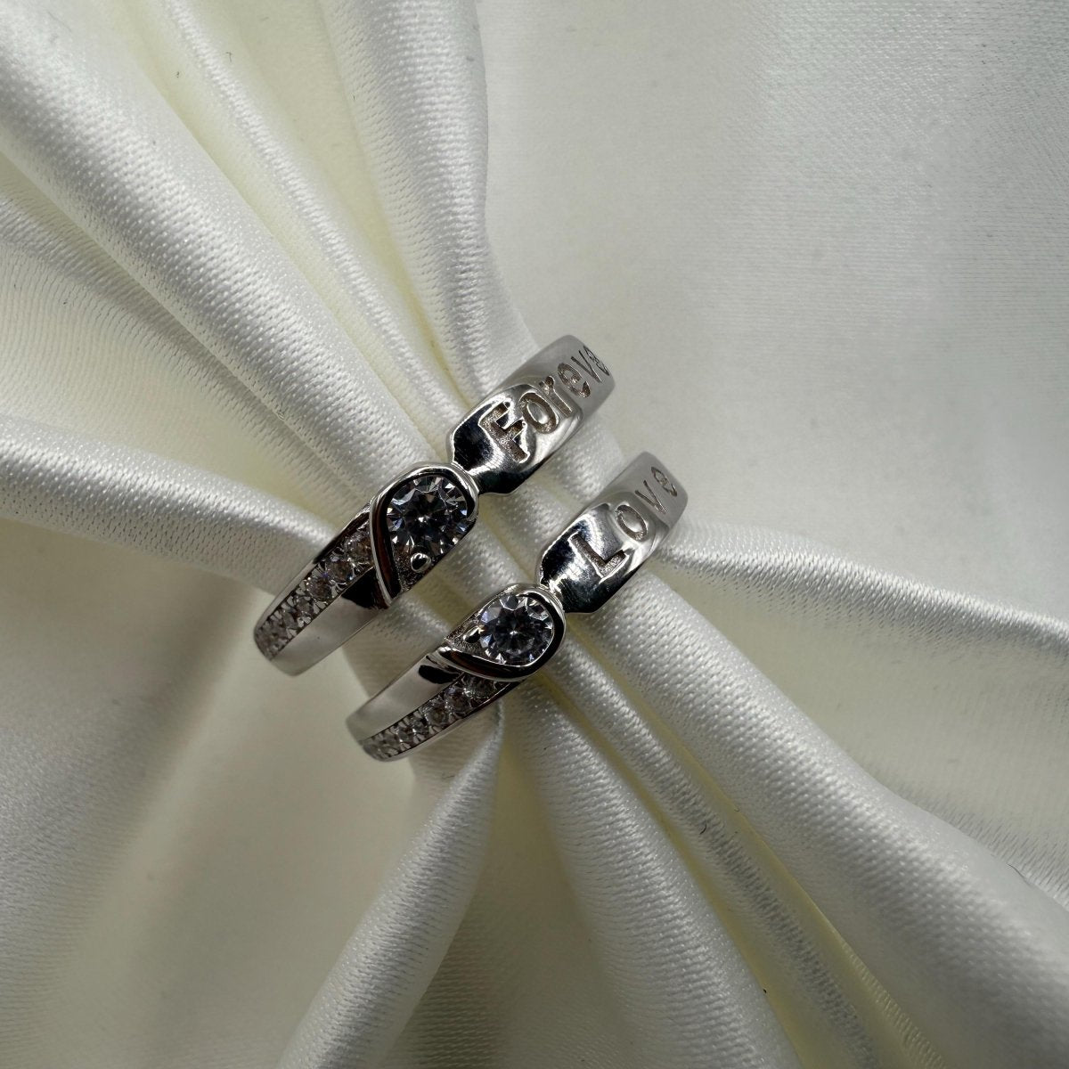 925 Sterling Silver Adjustable Ring Forever Love Design | “Lunareth - CouplesPicks