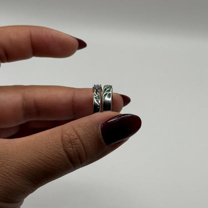925 Sterling Silver Adjustable Ring Green Leaf Opal Design | “Florayne - CouplesPicks