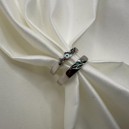 925 Sterling Silver Adjustable Ring Green Leaf Opal Design | “Florayne - CouplesPicks
