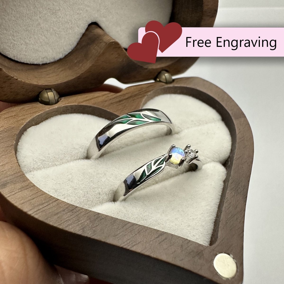 925 Sterling Silver Adjustable Ring Green Leaf Opal Design | “Florayne - CouplesPicks