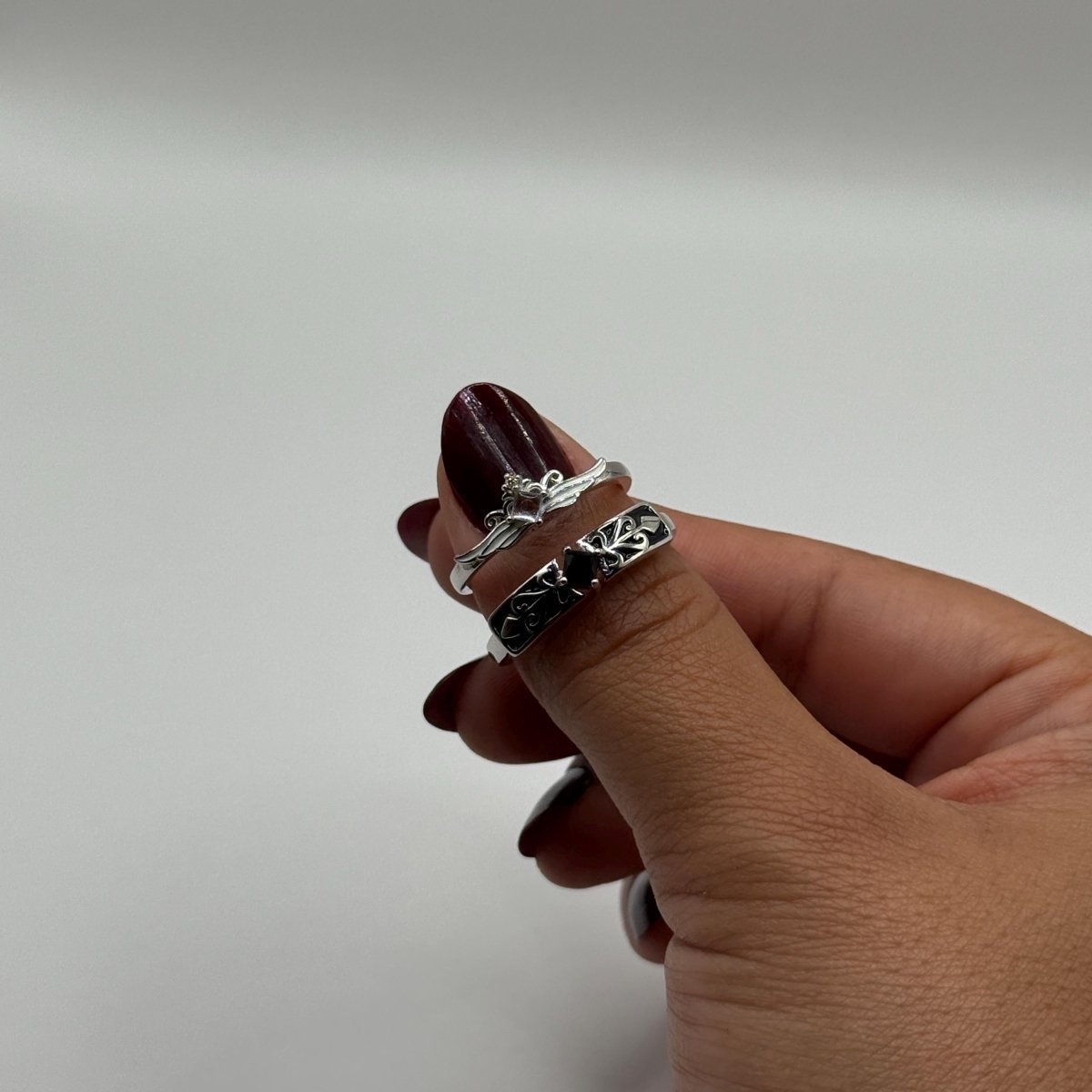 925 Sterling Silver Adjustable Ring Knight & Queen Design | “Nyxora - CouplesPicks