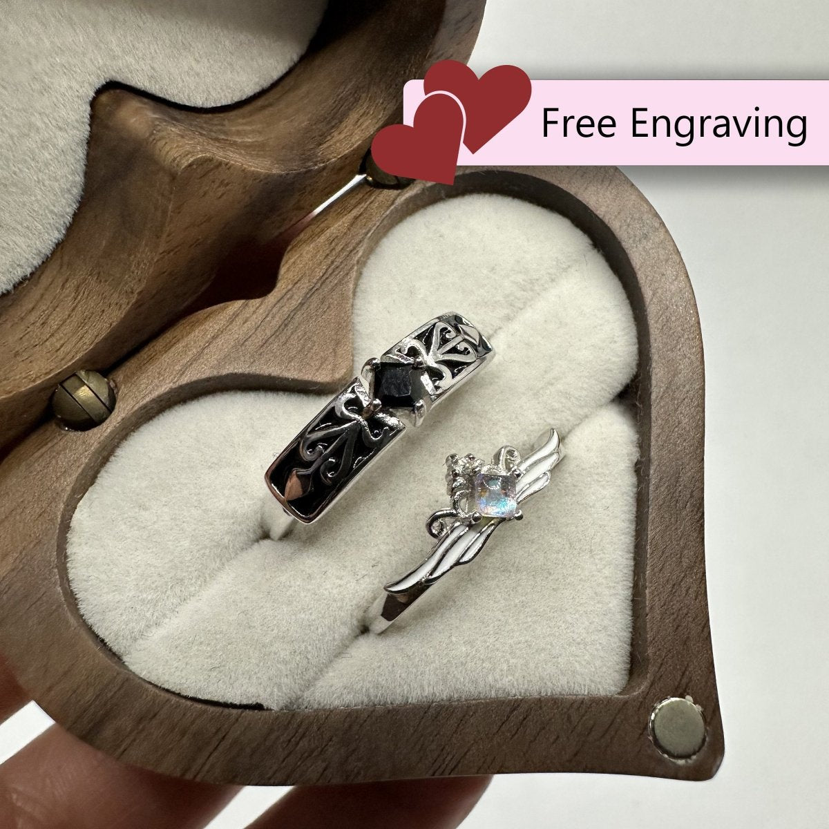 925 Sterling Silver Adjustable Ring Knight & Queen Design | “Nyxora - CouplesPicks