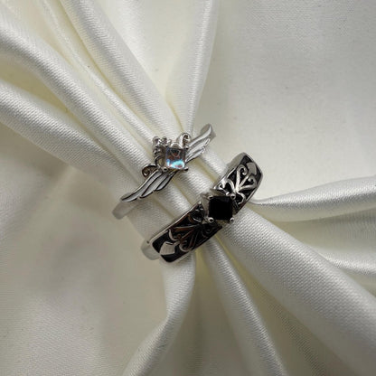 925 Sterling Silver Adjustable Ring Knight & Queen Design | “Nyxora - CouplesPicks