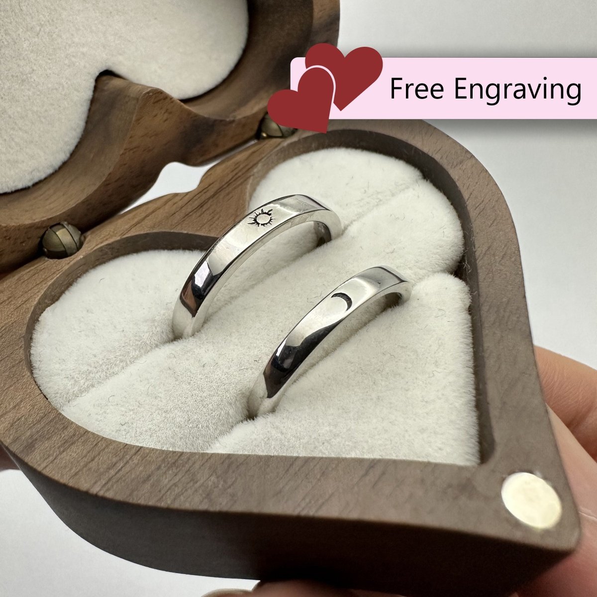 925 Sterling Silver Adjustable Ring Minimalistic Sun & Moon Design | “Solenya - CouplesPicks