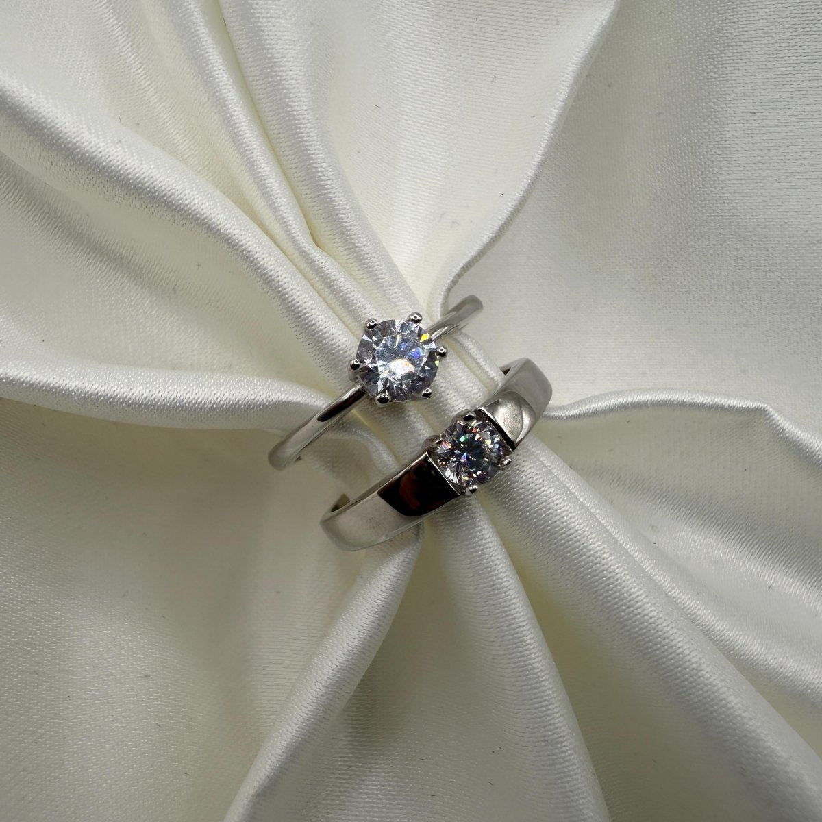 925 Sterling Silver Adjustable Ring Modern Big Zirconia Design | “Lyvienne - CouplesPicks