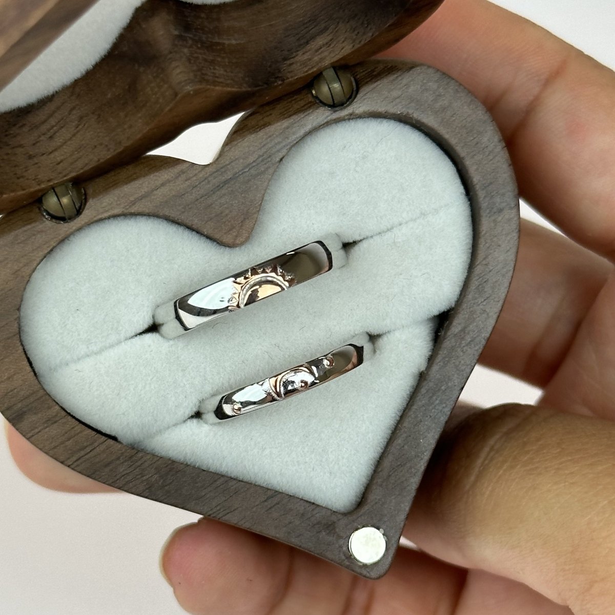925 Sterling Silver Adjustable Ring Orange Sun & Moon Design | “Aurevia - CouplesPicks