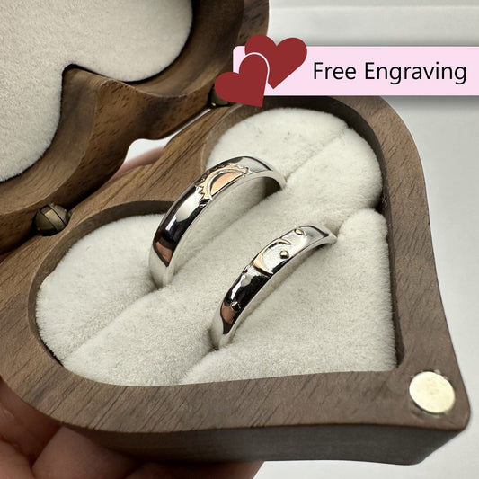 925 Sterling Silver Adjustable Ring – Orange Sun & Moon Design | “Aurevia” - CouplesPicks