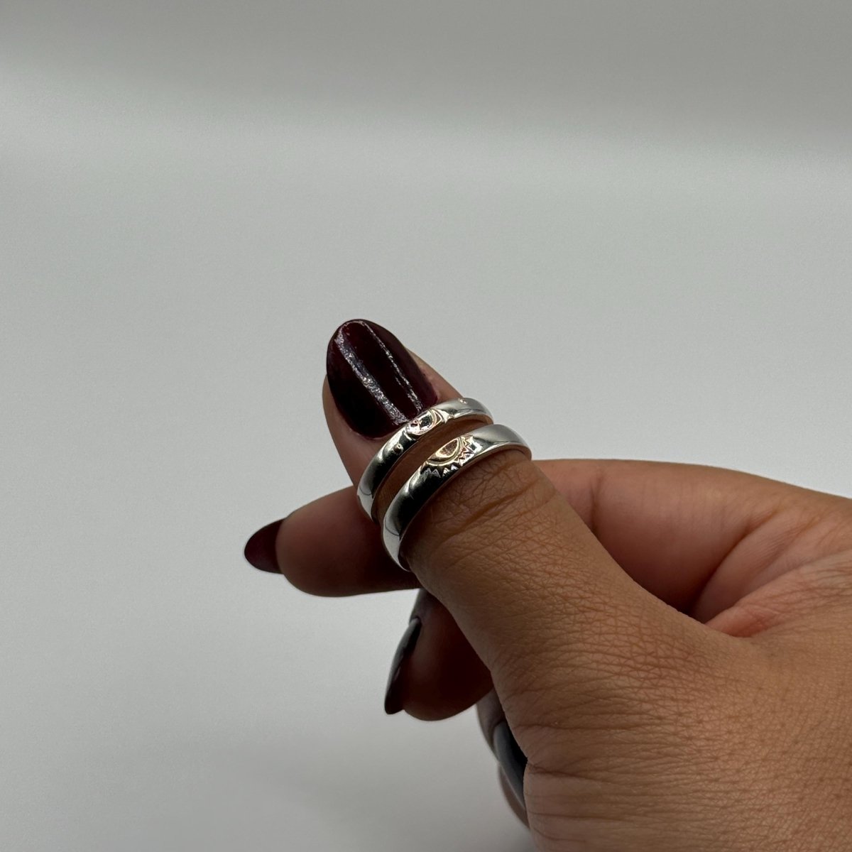 925 Sterling Silver Adjustable Ring Orange Sun & Moon Design | “Aurevia - CouplesPicks