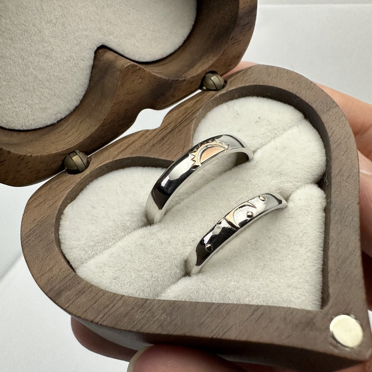 925 Sterling Silver Adjustable Ring Orange Sun & Moon Design | “Aurevia - CouplesPicks
