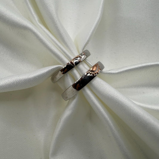 925 Sterling Silver Adjustable Ring Orange Sun & Moon Design | “Aurevia - CouplesPicks