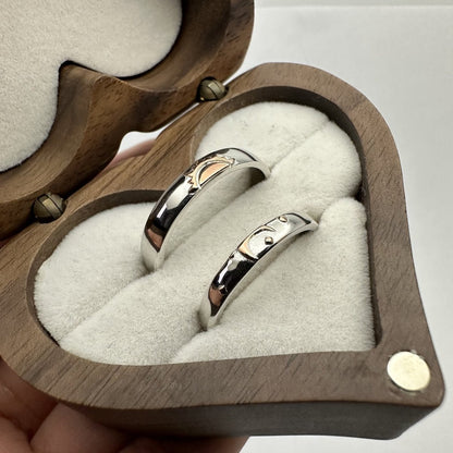 925 Sterling Silver Adjustable Ring Orange Sun & Moon Design | “Aurevia - CouplesPicks