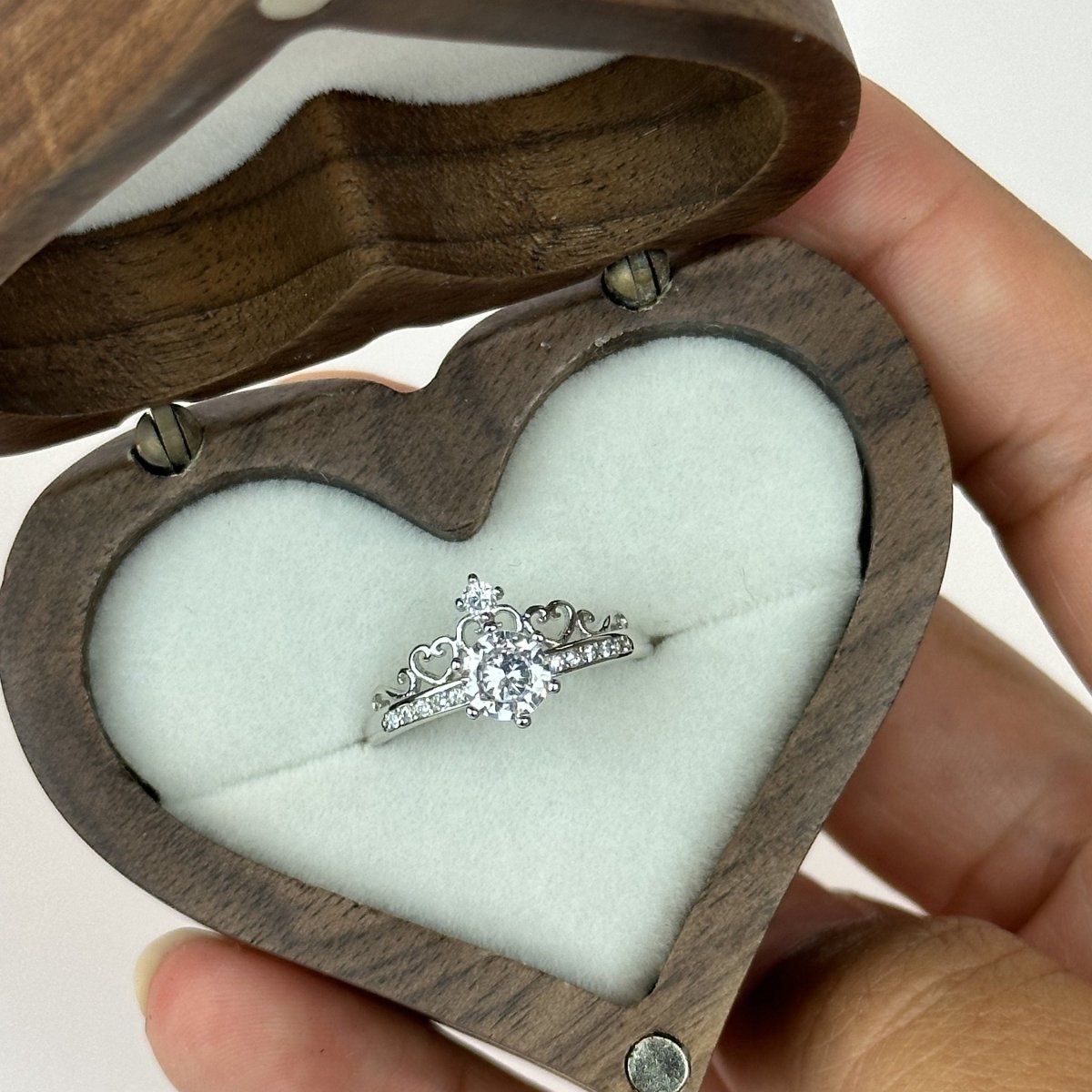 925 Sterling Silver Adjustable Ring Princess Crown Zirconia Design | “Coronelle - CouplesPicks