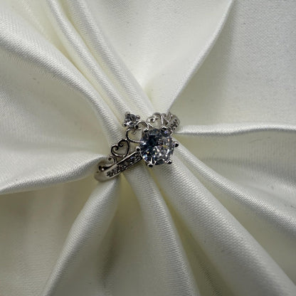 925 Sterling Silver Adjustable Ring Princess Crown Zirconia Design | “Coronelle - CouplesPicks