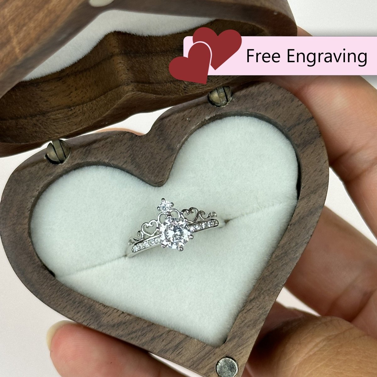 925 Sterling Silver Adjustable Ring Princess Crown Zirconia Design | “Coronelle - CouplesPicks