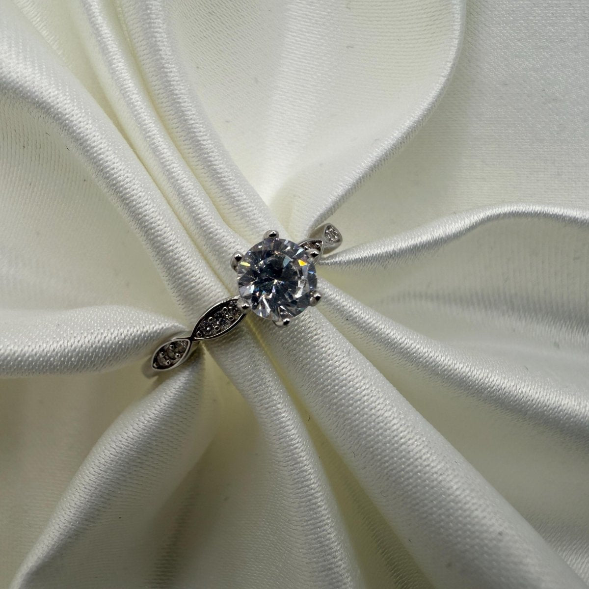925 Sterling Silver Adjustable Ring Princess Cut Zirconia Design | “Elaris - CouplesPicks