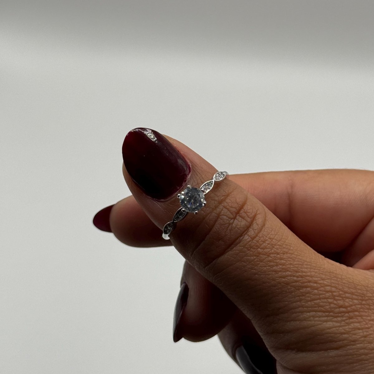 925 Sterling Silver Adjustable Ring Princess Cut Zirconia Design | “Elaris - CouplesPicks
