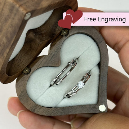 925 Sterling Silver Adjustable Ring Rail Design Zirconia | “Arqen - CouplesPicks