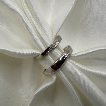 925 Sterling Silver Adjustable Ring Sanded Crossed Line Design | “Draviel - CouplesPicks