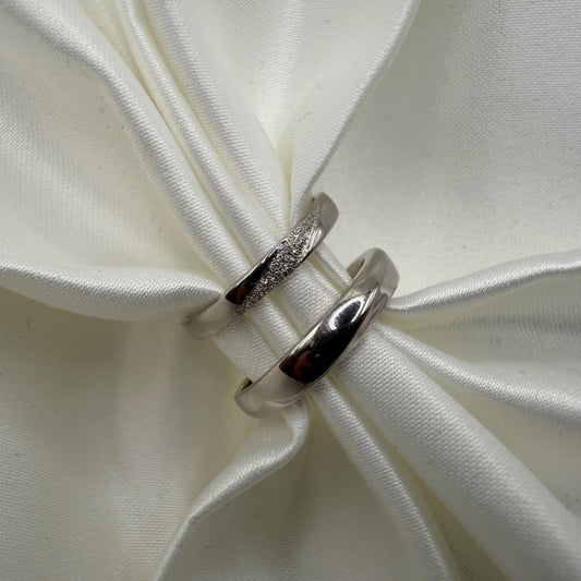 925 Sterling Silver Adjustable Ring Sanded Crossed Line Design | “Draviel - CouplesPicks