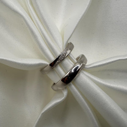 925 Sterling Silver Adjustable Ring Sanded Crossed Line Design | “Draviel - CouplesPicks