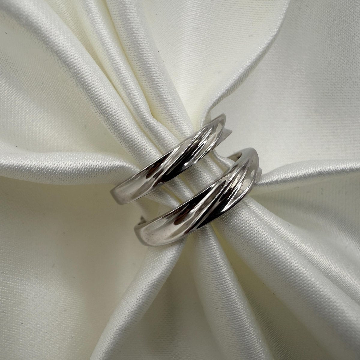 925 Sterling Silver Adjustable Ring Silver Wavey Design | “Ondral - CouplesPicks