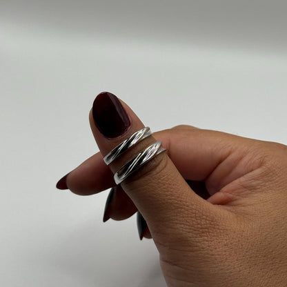 925 Sterling Silver Adjustable Ring Silver Wavey Design | “Ondral - CouplesPicks