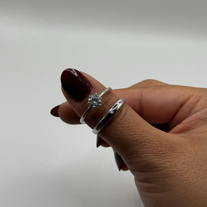 925 Sterling Silver Adjustable Ring – Simple Princess Design | “Calyra” - CouplesPicks