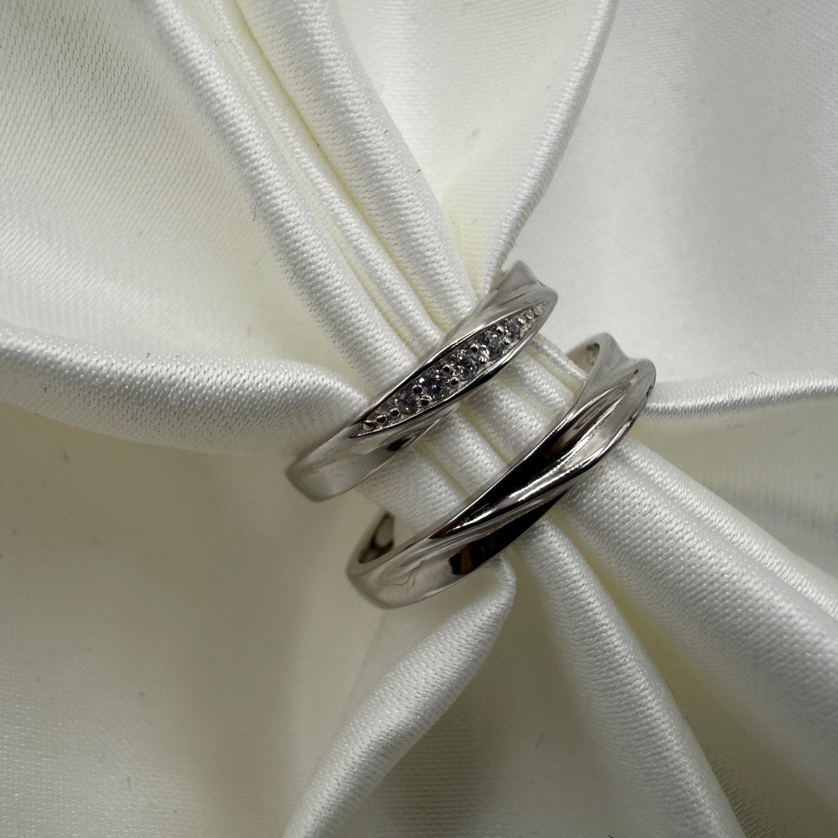 925 Sterling Silver Adjustable Ring Single Diamond Path Zirconia Design | “Mariselle - CouplesPicks