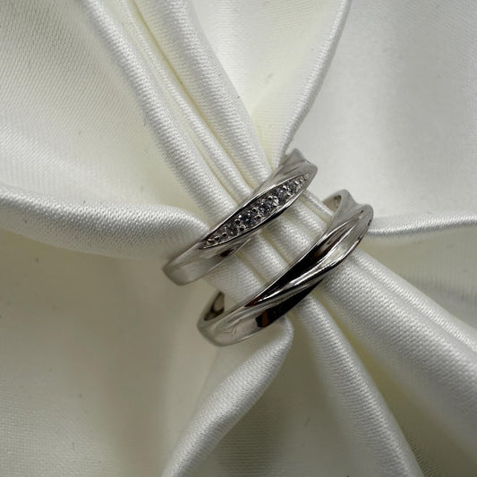 925 Sterling Silver Adjustable Ring Single Diamond Path Zirconia Design | “Mariselle - CouplesPicks