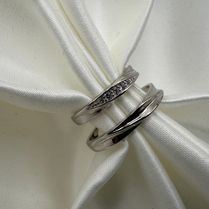 925 Sterling Silver Adjustable Ring Single Diamond Path Zirconia Design | “Mariselle - CouplesPicks