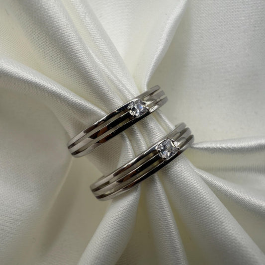 925 Sterling Silver Adjustable Ring Striped Design | “Theryn - CouplesPicks