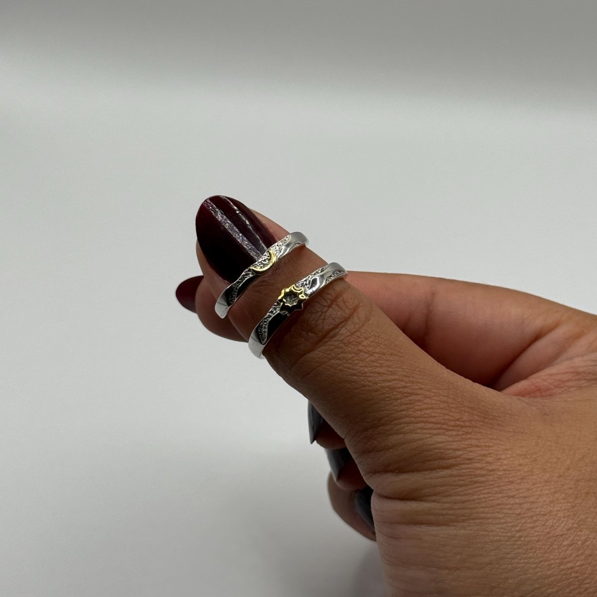 925 Sterling Silver Adjustable Ring Sun & Moon Design | “Selunaris - CouplesPicks
