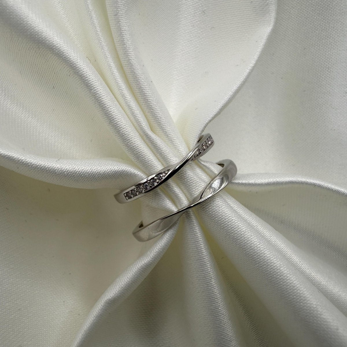 925 Sterling Silver Adjustable Ring Twisted Zirconia Design | “Veyona - CouplesPicks