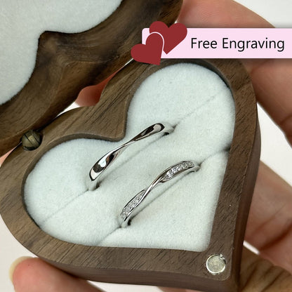 925 Sterling Silver Adjustable Ring Twisted Zirconia Design | “Veyona - CouplesPicks