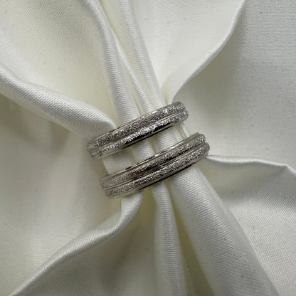 Glacien 925 Sterling Silver Textured Sand Adjustable Ring - CouplesPicks