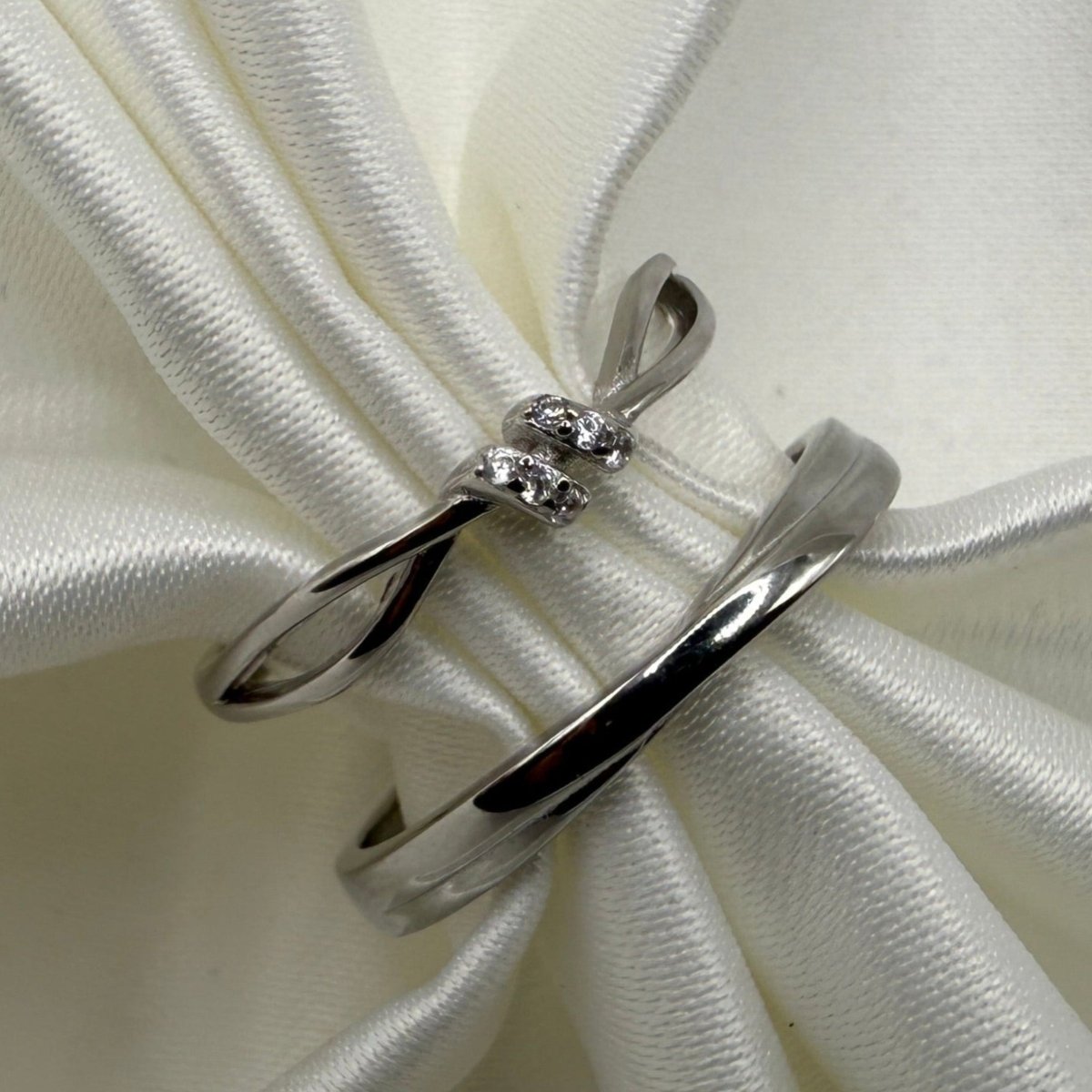 Lumira Radiant Knot Adjustable Silver Ring - CouplesPicks