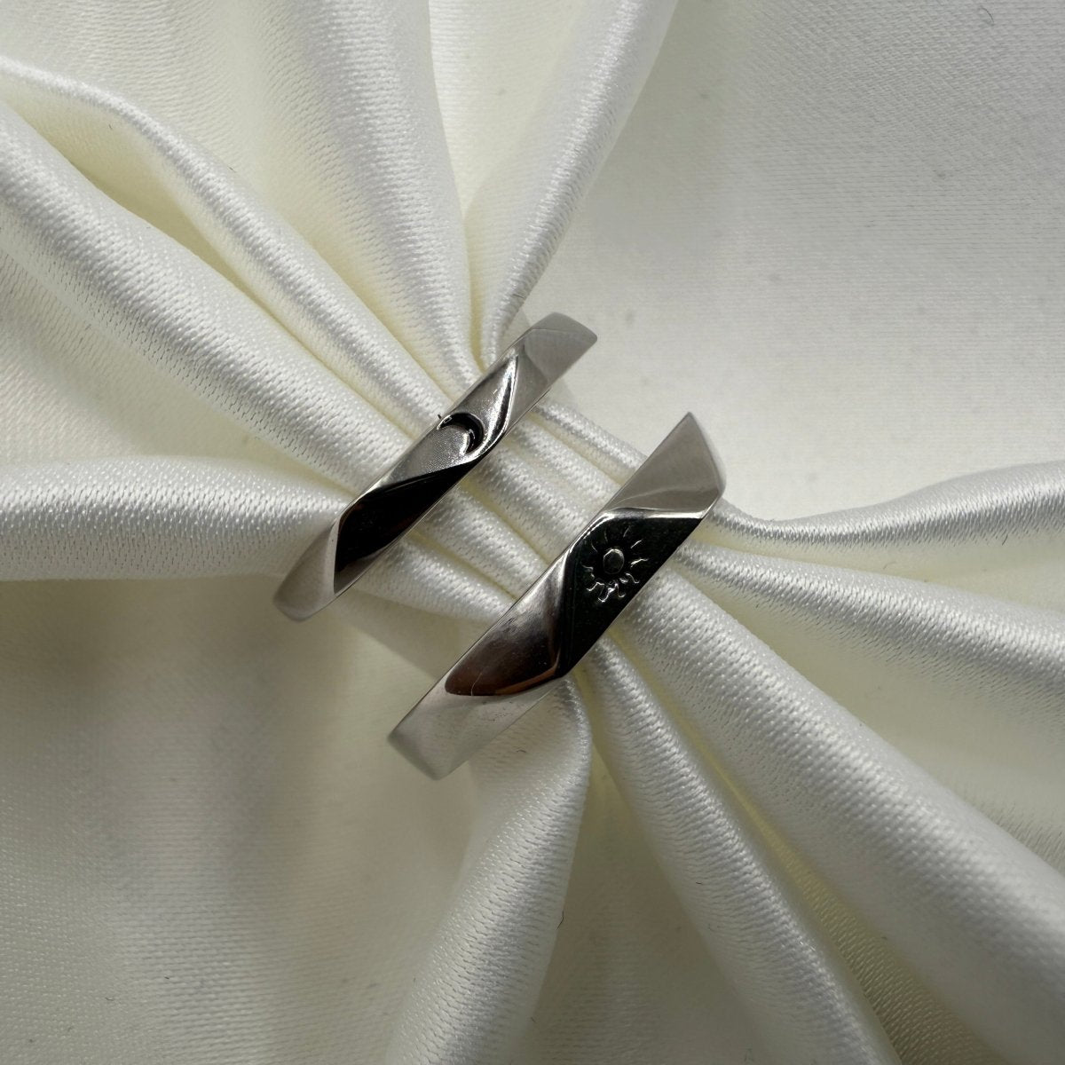 Lunaris Domed Sun & Moon Silver Ring - CouplesPicks