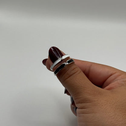 Nyvayne Black & White Balance Ring Set – 925 Sterling Silver - CouplesPicks